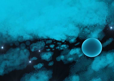 Blue Nebula with Planet
