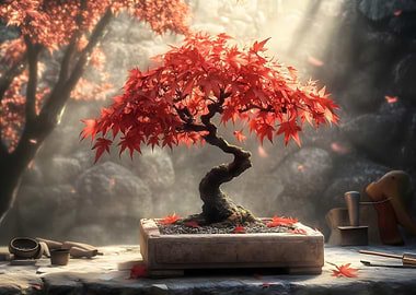 Bonsai Tree in Sunlight