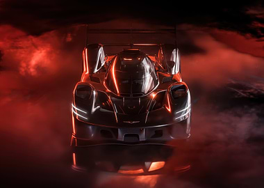 Black Race Car in Red Light