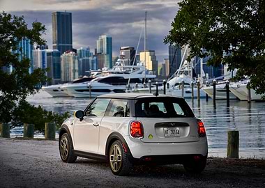 White Mini Cooper Electric Car