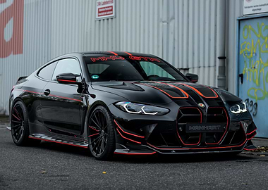 Black BMW M4 with Red Accents