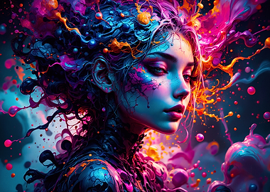 Woman in Paint Splatter