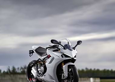 White Ducati Motorcycle