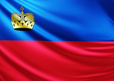 Liechtenstein Flag, realistic flag of Liechtenstein