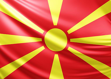Macedonian Flag, realistic flag of north macedonia