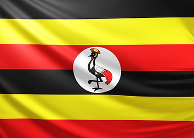 Ugandan Flag, realistic flag of Uganda