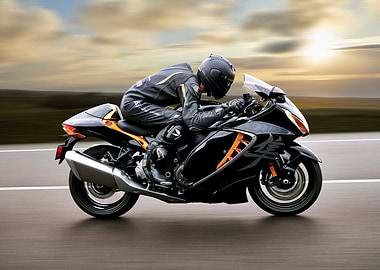 Black Suzuki Hayabusa Motorcycle