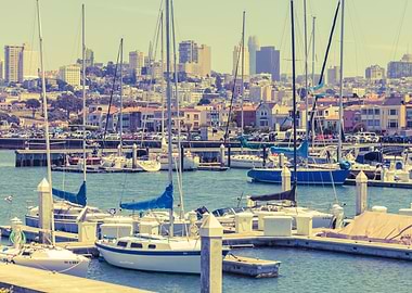 Sailboats Docked in Marina