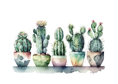 Watercolor Cactus Collection