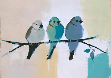 Three Birds on Branch