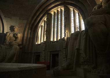 Stone Statues in a Grand Hall