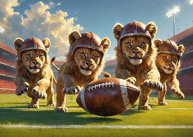Lion Cubs Old School Football