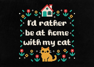 Home With My Cat cross stitch