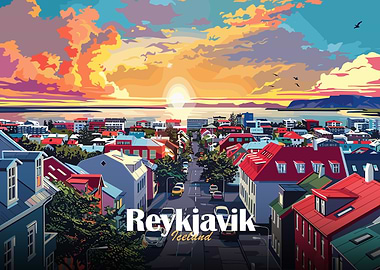 Reykjavik Sunset Cityscape