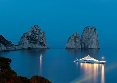 Luxury Yacht at Dusk