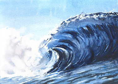 Watercolor Ocean Wave Nautical Art