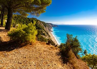 Coastal Cliffside View, Greek Island