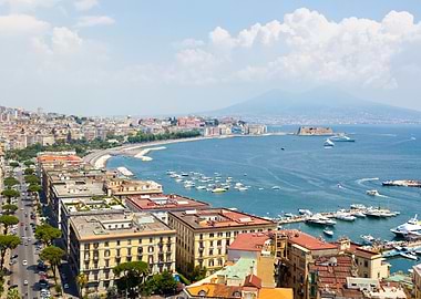 Naples Cityscape with Mount Vesuvius