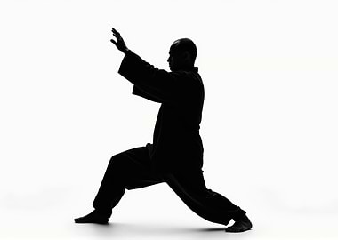 Silhouette man martial arts pose