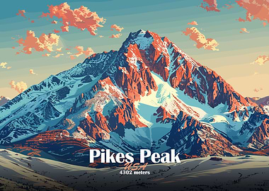 Pikes Peak Mountain Illustration