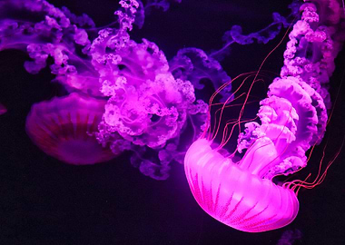 Pink Jellyfish in Dark Water