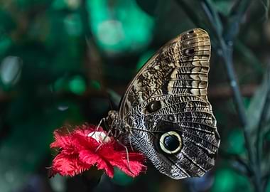 Owl Butterfly on Flower