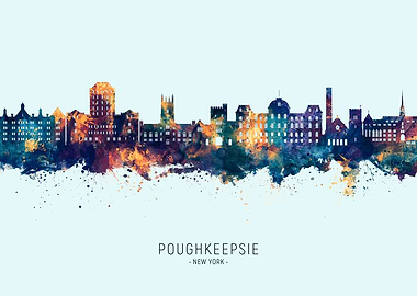 Poughkeepsie Skyline Watercolor