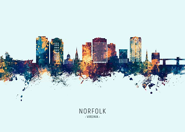 Norfolk Skyline Watercolor
