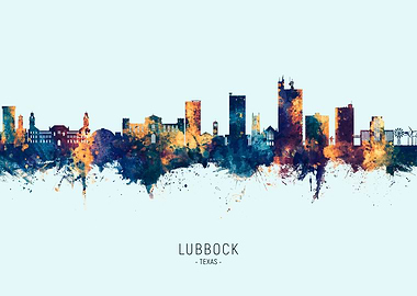 Lubbock Skyline Watercolor