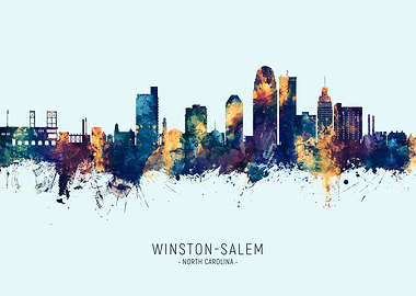 Winston-Salem Skyline Watercolor