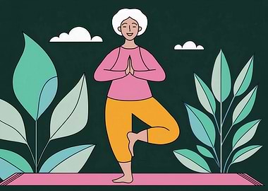 Yoga Tree Pose Illustration