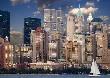 NYC Skyline with Sailboat