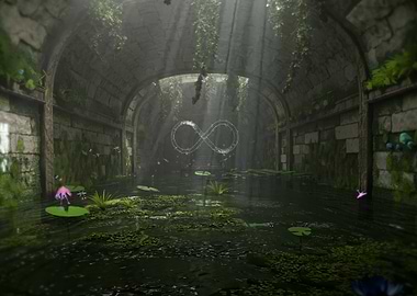 Infinity Symbol in Overgrown Tunnel