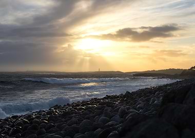 Sunset Over Rocky Coast Of Tromøy