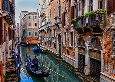 Venice Canal With Gondola