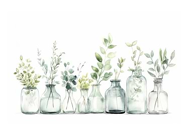 Green Greenery in Vases