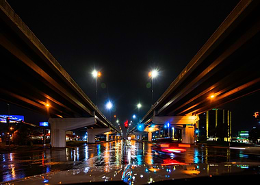 Nighttime Highway Underpass