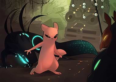 Pink Creature with Spear