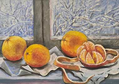 Oranges by the frosty Window