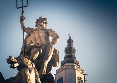 Neptune Statue in City