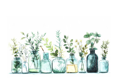 Watercolor Greenery in Bottles