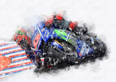 Maverick Vinales, MotoGP, Watercolor