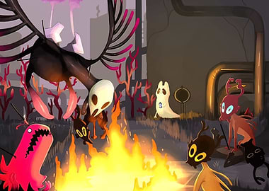 Creature Gathering Around Fire