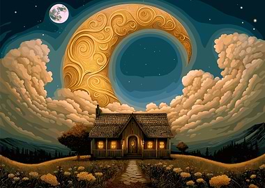 Golden Crescent Moon Cottage