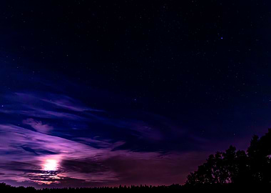 Night Sky with Moon and Stars