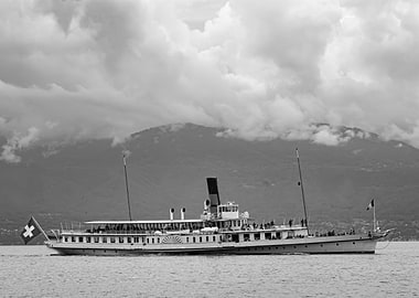 Vintage Paddle Steamer on Lake