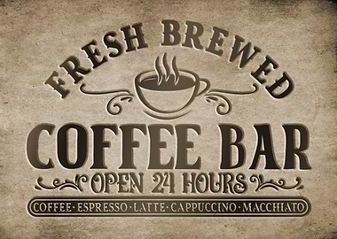Fresh Brewed Coffee Bar Sign