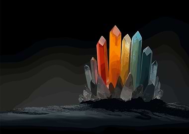 Rainbow Crystals on Black