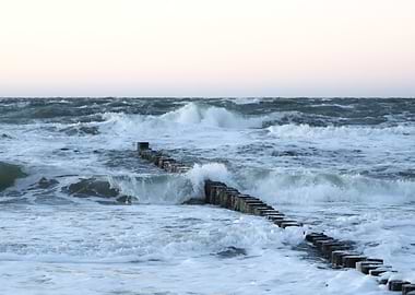 Rough Sea with Breakwater