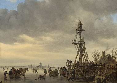 Winter Landscape with Ice Skating